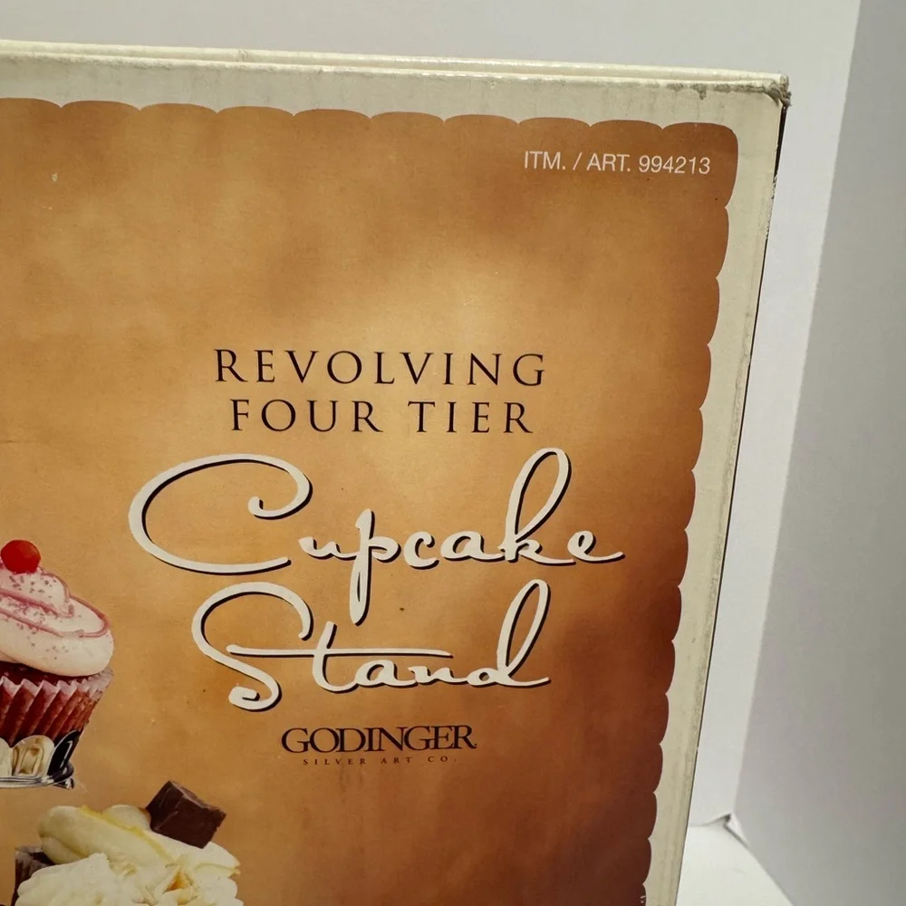Shannon By Godinger Revolving Four Tier Chrome Cupcake Stand Vintage